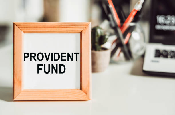 Wooden frame with office background with text PROVIDENT FUND.