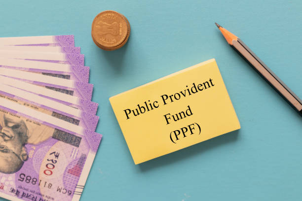 Concept of Investment in public provident fund or PPF with Indian currency notes